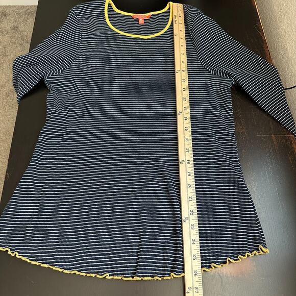 Modcloth Top 4X Plus Long Sleeve Striped Navy Blue Layer Nautical Twee Ribbed - Picture 10 of 11